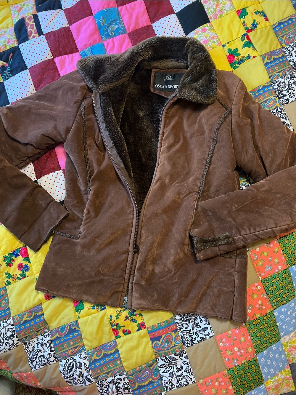 Vintage Brown Velvet Fur Lined Jacket Small - Picture 5 of 9